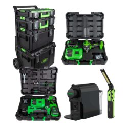 Carro de Ferramentas Modular JBM com Pistola de Impacto 1/2" 1000Nm, Amoladora, Berbequim e Lâmpada LED