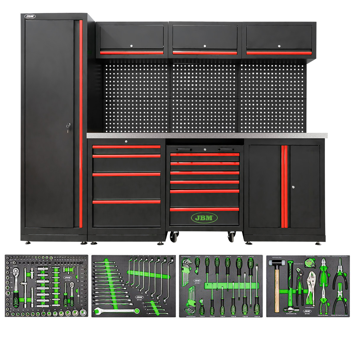 Conjunto de Móveis Modulares de Oficina JBM 18 Peças 2640x500x1950mm