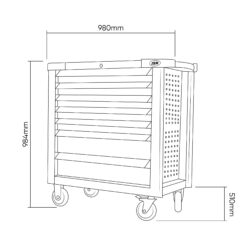 Carro de Ferramentas JBM XL 7 Gavetas Vermelho 980x510x984mm