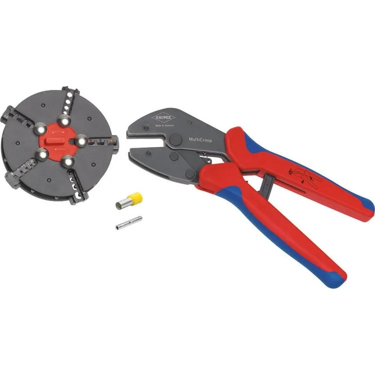 Alicate de Cravar Automático KNIPEX 250mm com 5 Matrizes Intermutáveis Alicate de Cravar Automático KNIPEX 250mm com 5 Matrizes Intermutáveis