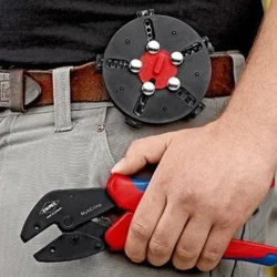 Alicate de Cravar Automático KNIPEX 250mm com 5 Matrizes Intermutáveis