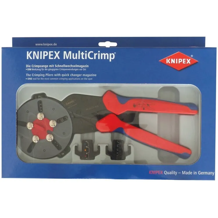 Alicate de Cravar Automático KNIPEX 250mm com 5 Matrizes Intermutáveis