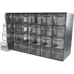 Armário de Armazenamento em Plástico RAACO 24 Gavetas 377x142x228mm