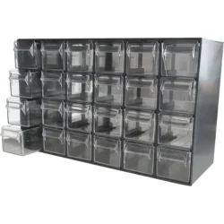 Armário de Armazenamento em Plástico RAACO 24 Gavetas 377x142x228mm