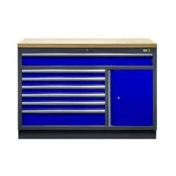 Armário Modular de Oficina com Tampo em Madeira TOOLBOX4YOU 1360mm 7 Gavetas