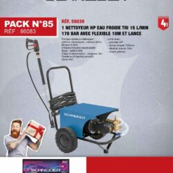 Pack SCHNEIDER Lavadora de Alta Pressão Água Fria Trifásica 170 Bar 15L/min