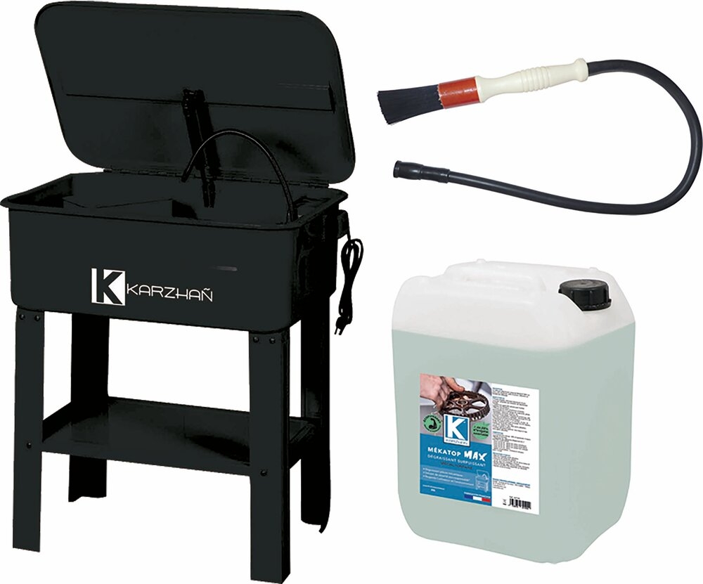 Lava-peças Elétrico de Oficina KARZAN 70L 230V com Detergentes MEKATOP MAX e Pincel
