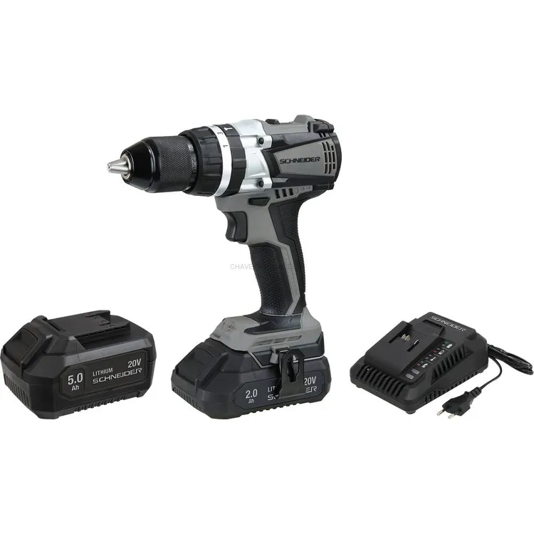 Berbequim Aparafusador de Percussão Brushless SCHNEIDER 20V 60Nm 2Ah+5Ah