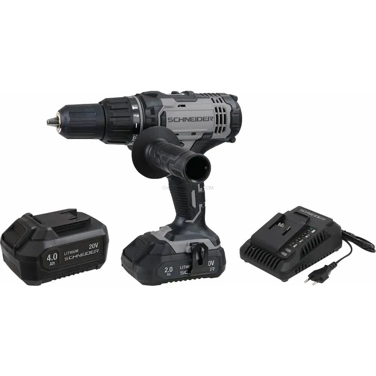 Berbequim Aparafusador de Percussão SCHNEIDER 20V 50Nm com Baterias 2Ah e 4Ah