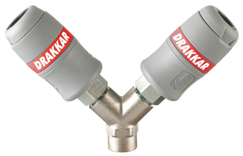 Raccord Rápido Fêmea Duplo em Y DRAKKAR Passagem de Ar 6mm Rosca Fêmea 1/4" BSP