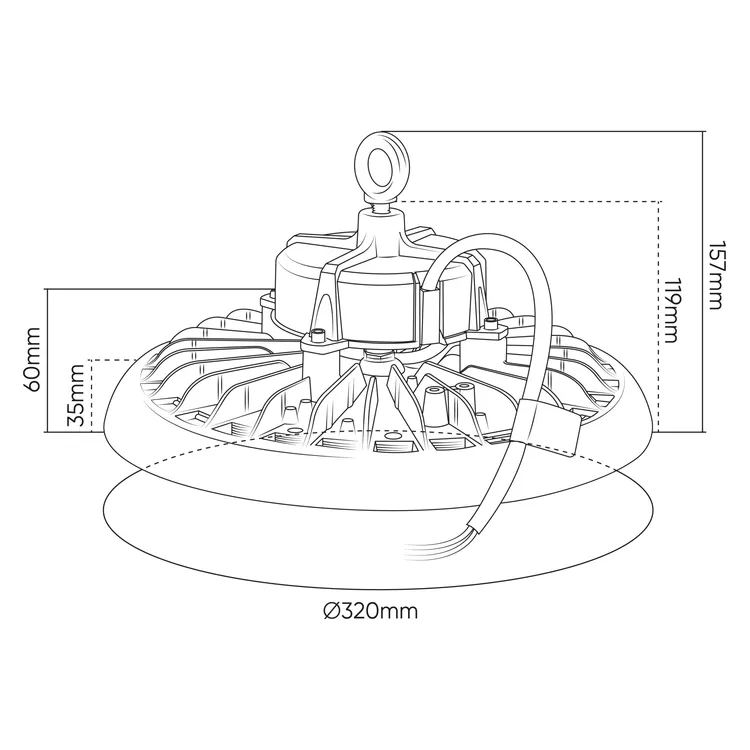 Campânula LED Industrial JBM 250W 200-240V IP65