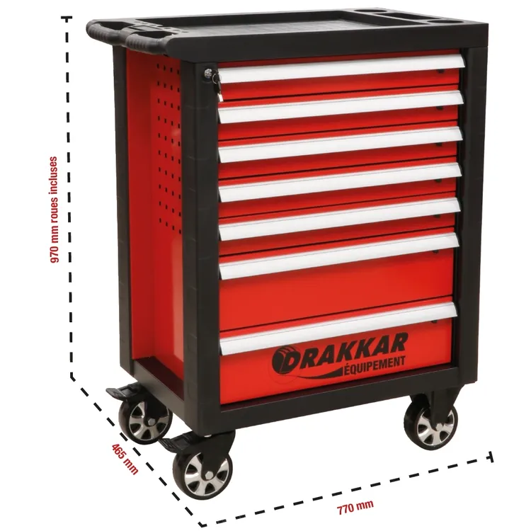 Carrinho de Ferramentas DRAKKAR 7 Gavetas 770x460x970mm
