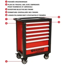 Carrinho de Ferramentas DRAKKAR 7 Gavetas 770x460x970mm