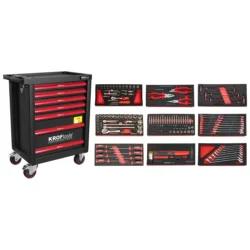 Carro de Ferramentas 7 Gavetas 173 Peças KROFTOOLS Preto