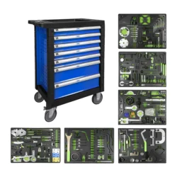 Carro de Ferramentas com Kit de Calado JBM 7 Gavetas 250 Peças Azul
