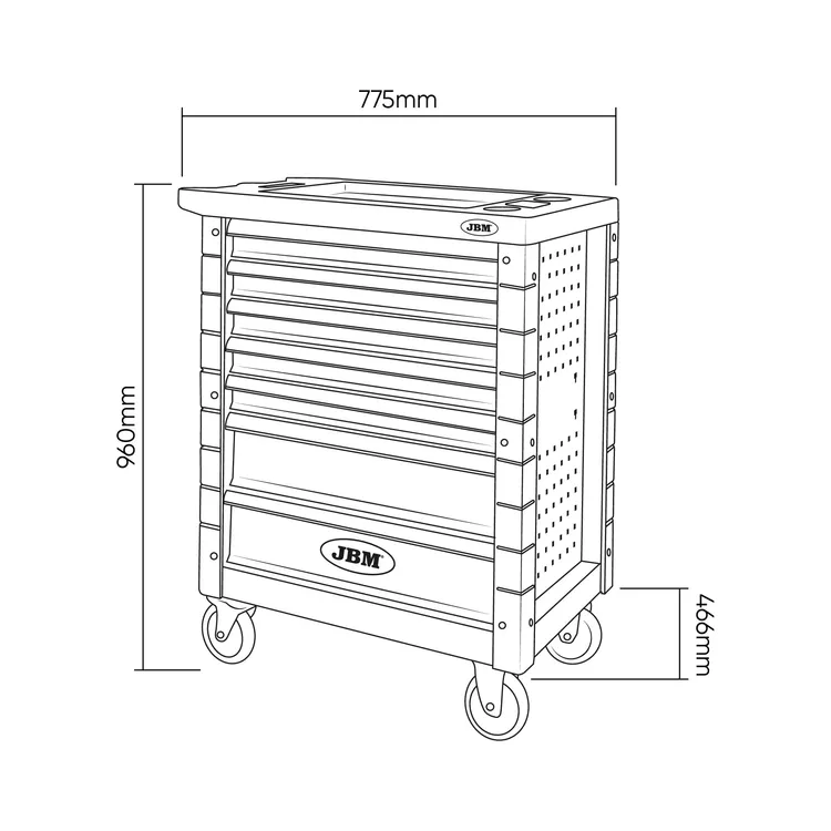 Carro de Ferramentas com Kit de Calado JBM 7 Gavetas 250 Peças Azul