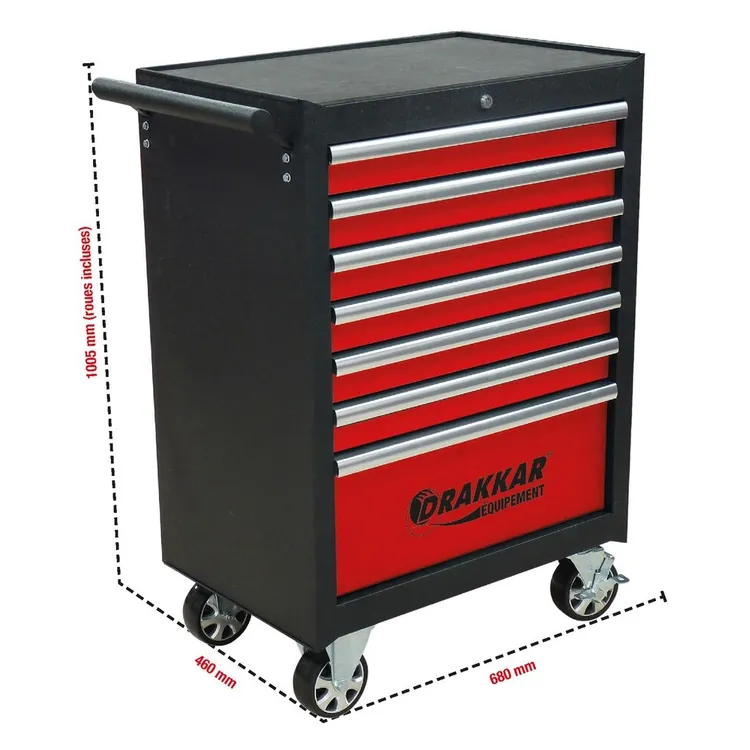 Carro de Ferramentas DRAKKAR 7 Gavetas com 176 Peças 680x460x1005mm
