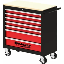 Carro de Ferramentas Equipado DRAKKAR XXL 7 Gavetas 220 Peças Madeira Maciça 26mm