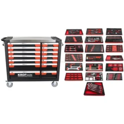 Carro de Ferramentas KROFTOOLS 14 Gavetas 327 Peças com Organização Profissional
