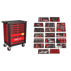 Carro de Ferramentas Vermelho KROFTOOLS 7 Gavetas 352 Peças