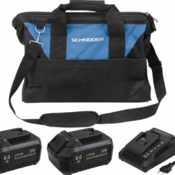 Pack de Baterias SCHNEIDER 20V 2x4Ah com Carregador 3A e Saco