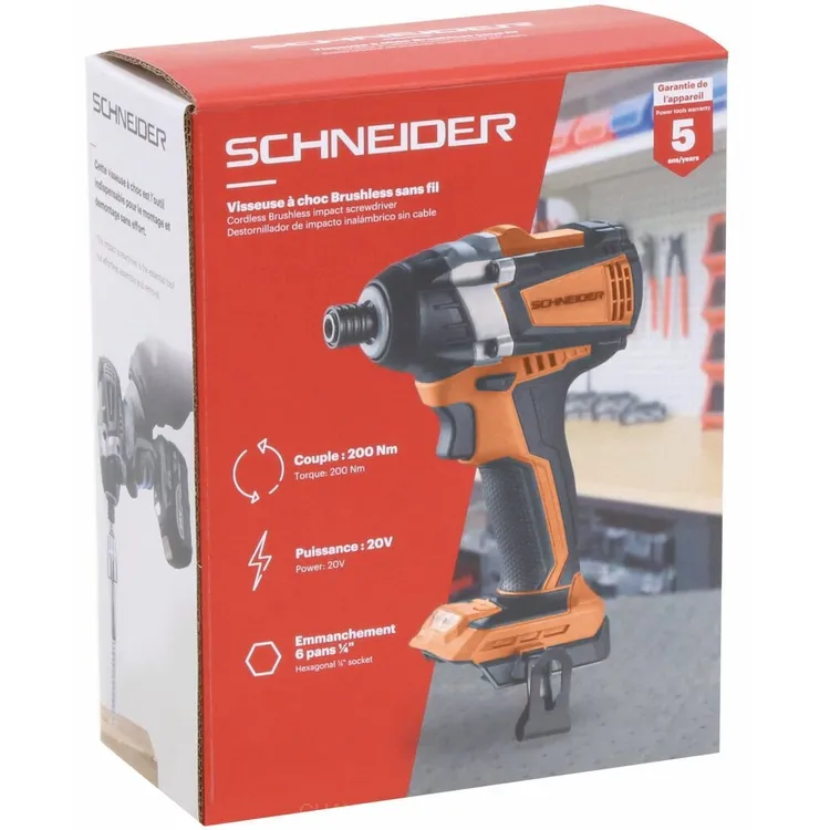 Chave de Impacto Brushless SCHNEIDER 20V 200/350Nm sem Bateria