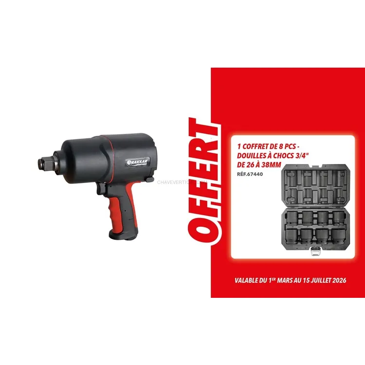 Chave de Impacto Pneumática DRAKKAR 3/4 polegadas 1750Nm