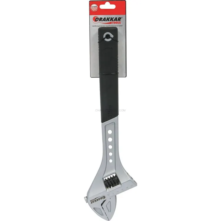 Chave Inglesa DRAKKAR 15 Pol. 375mm com Graduação e Cabo em Borracha em Cartela