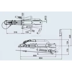 Commande de freinage avec semelle en V 950/1600kg