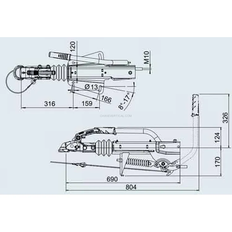 Commande de freinage avec semelle en V 950/1600kg