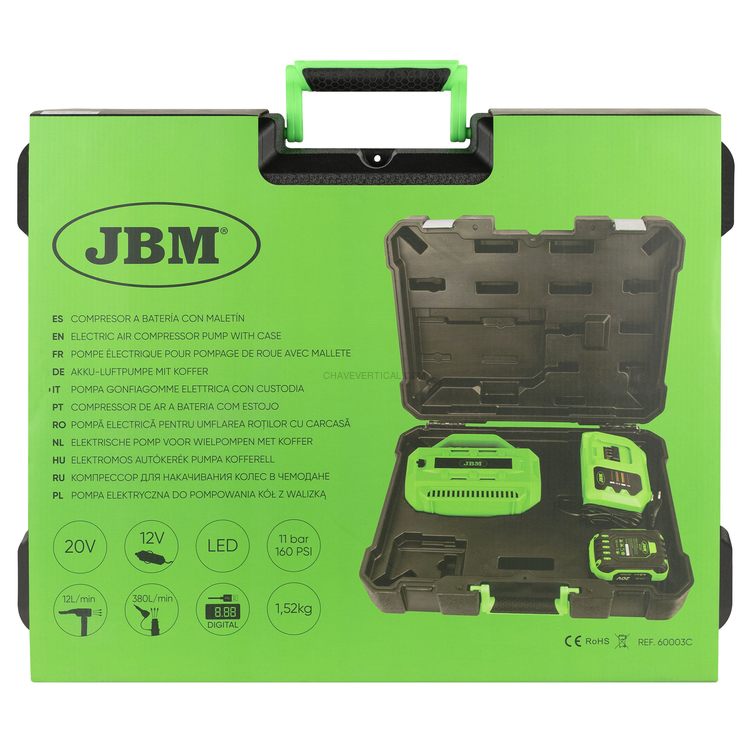Compressor a Bateria com Mala JBM 12-20V 160 PSI