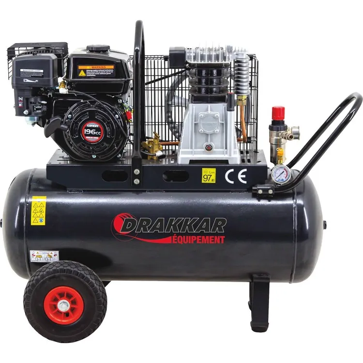 Compressor Móvel a Gasolina DRAKKAR 100L 5CV Loncin