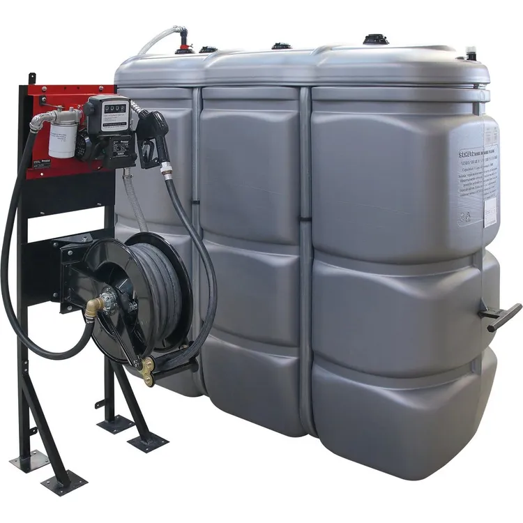 Depósito de Gasóleo PEHD Parede Dupla DRAKKAR 1500L com Estação 60 l/min e Enrolador 10m