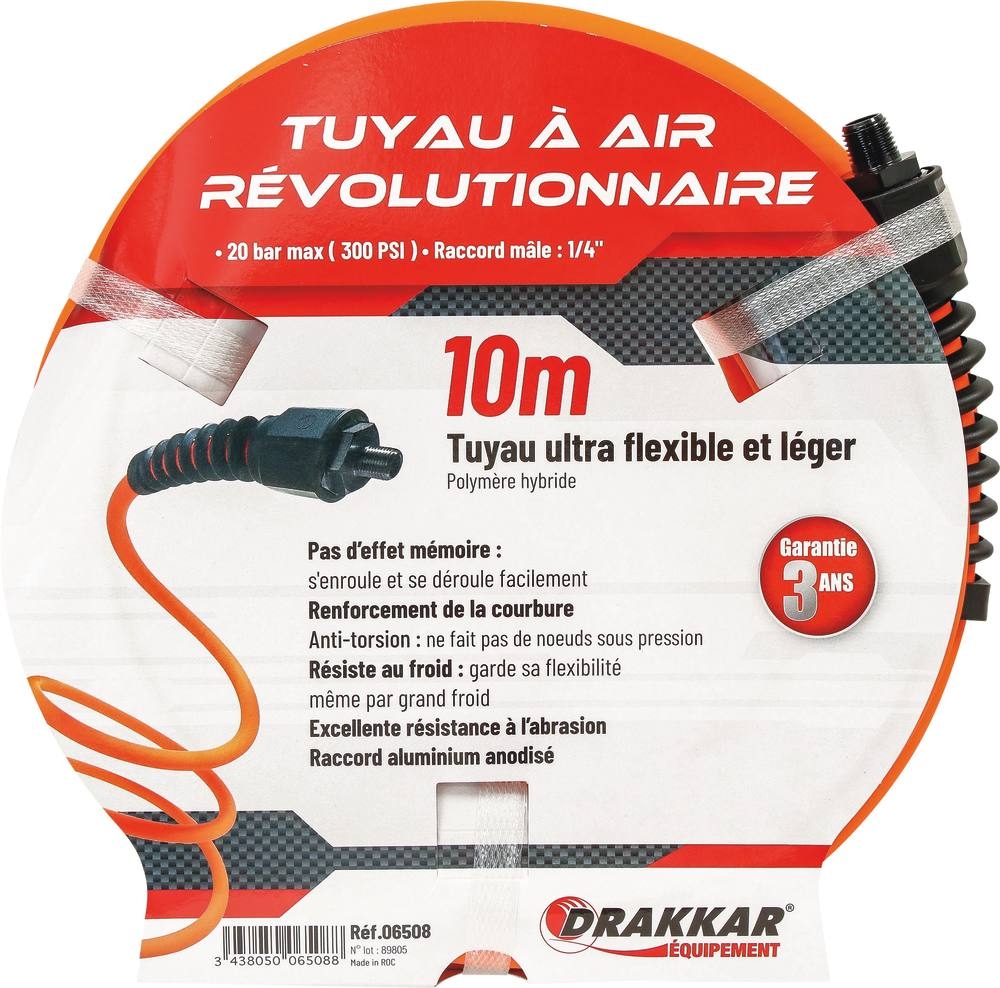 Extensão de Mangueira de Ar Comprimido Ultra Flexível DRAKKAR 1/4" 8x14mm 10m