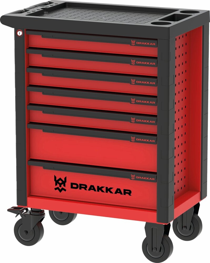 Carro de Ferramentas 7 Gavetas DRAKKAR com 176 Ferramentas e Módulos de Carbono