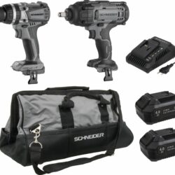 Pack SCHNEIDER 20V Berbequim Percussão 60Nm + Chave Impacto 650Nm 2x4Ah