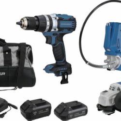Pack SCHNEIDER 20V Berbequim 65Nm + Bomba de Massa 690bar + Rebarbadora 125mm