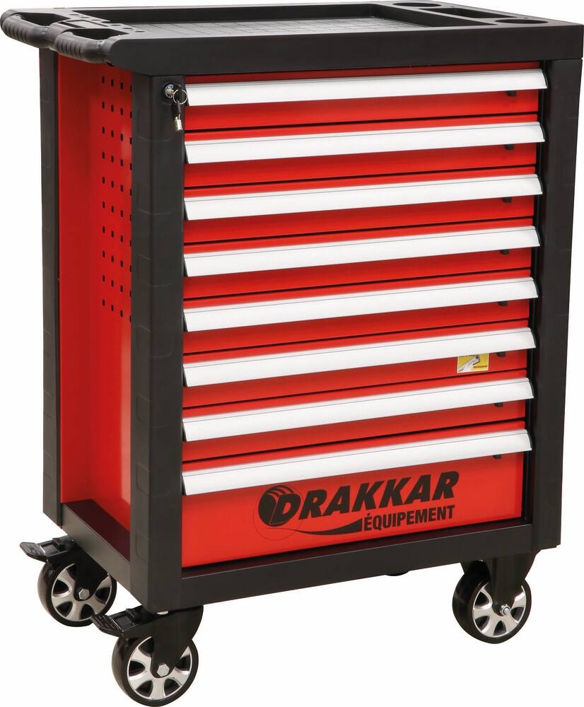 Carro de Ferramentas DRAKKAR 8 Gavetas com 176 Peças e Módulos de Carbono