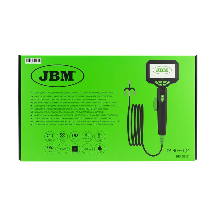 Endoscópio Articulado Bidirecional JBM com Ecrã IPS e Câmara HD