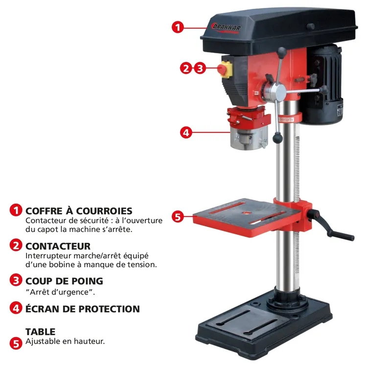 Engenho de Furar de Coluna DRAKKAR 230V 550W 840mm B16