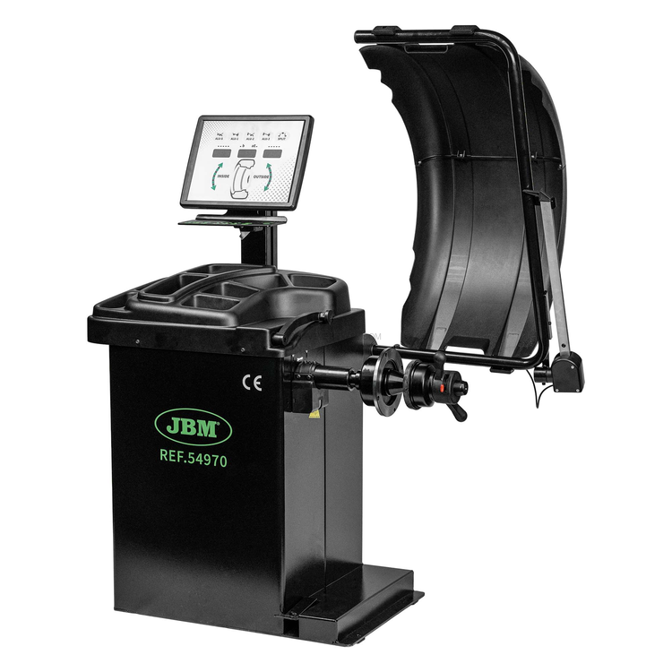 Equilibradora de Rodas Digital com Pedal de Travão e Laser JBM 200W 65Kg
