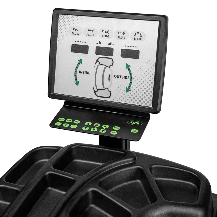 Equilibradora de Rodas Digital com Pedal de Travão e Laser JBM 200W 65Kg
