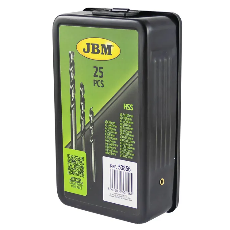 Estojo de Brocas Helicoidais JBM 1-13mm HSS 4341 25 Peças
