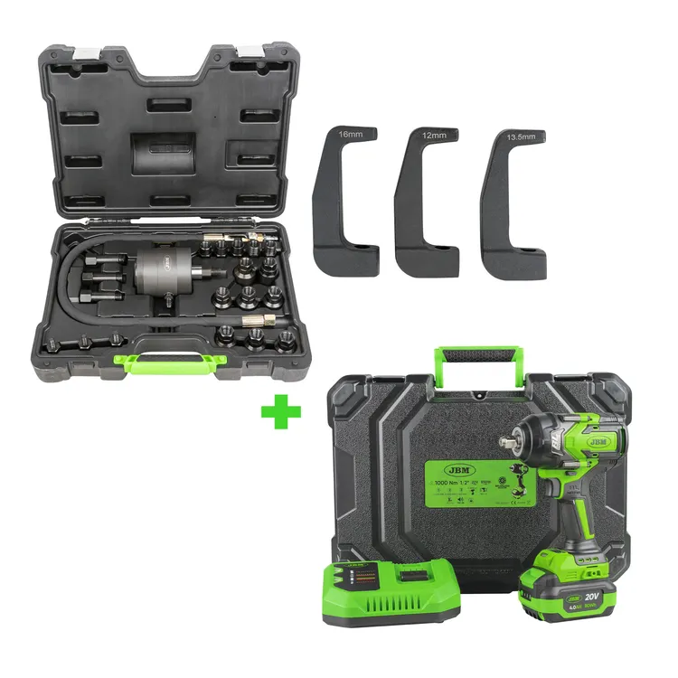 Extrator de Injetores Pneumático JBM com 3 Adaptadores e Pistola de Impacto 1/2'' 1000NM