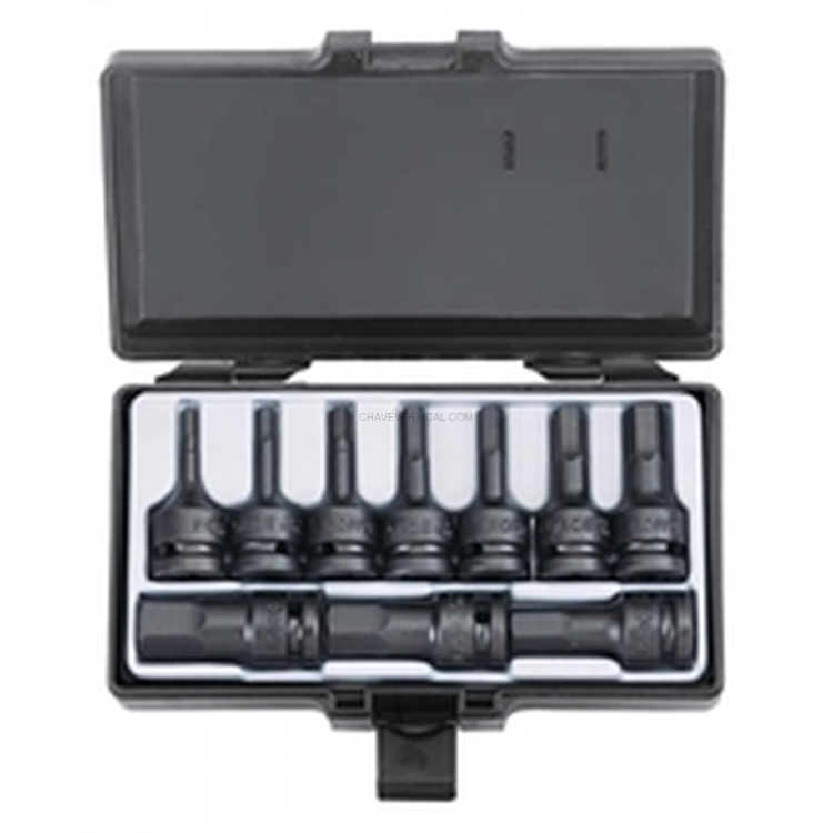 Jogo de Chaves de Caixa de Impacto C/ Bit Hexagonal FORCE 41012 1/2 4 a 19MM 10 Peças