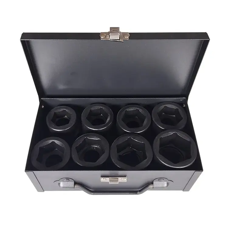 Jogo de Chaves de Caixa de Impacto Curtas TOOLHUB 1″DR 6 Faces 8 Peças