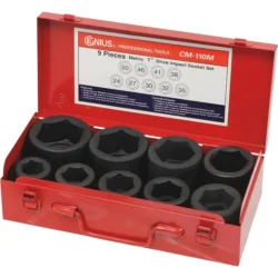Jogo de Chaves de Caixa de Impacto DRAKKAR 1 Polegada 24 a 50mm 9 Peças