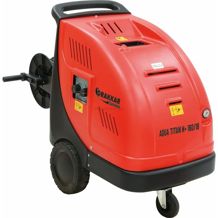 Lavadora Alta Pressão Água Quente DRAKKAR 380V 18 l/min 160 bar com Enrolador 20m Lavadora Alta Pressão Água Quente DRAKKAR 380V 18 l/min 160 bar com Enrolador 20m