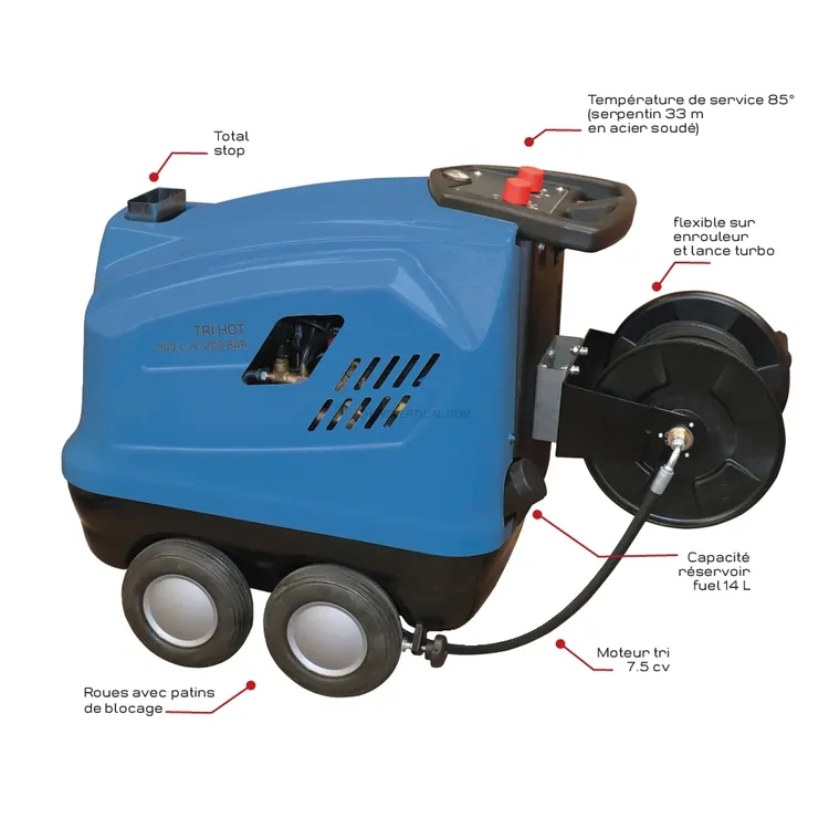 Lavadora de Alta Pressão Água Quente SCHNEIDER 380 V 200 bar 15 l/min 20 m