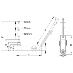 Macaco de Rodas Hidropneumático COMPAC 22/44T 217-667mm